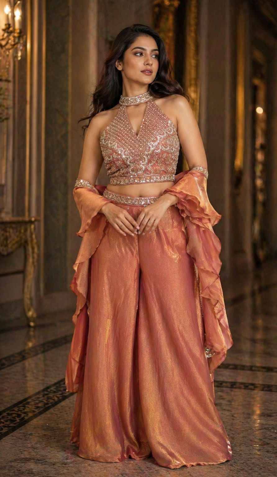 A542 SERIES BY AMOHA TRENDZ Designer Stylish Fancy Colorful Beautiful Party Wear & Ethnic Wear Collection Fancy Crop Tops With Bottom And Dupatta At Wholesale Price